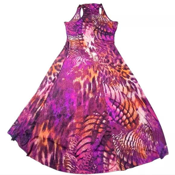 Dress Long Maxi Casual Women's size L Art print by Rekless Hearts MADE IN USA - Picture 4 of 8